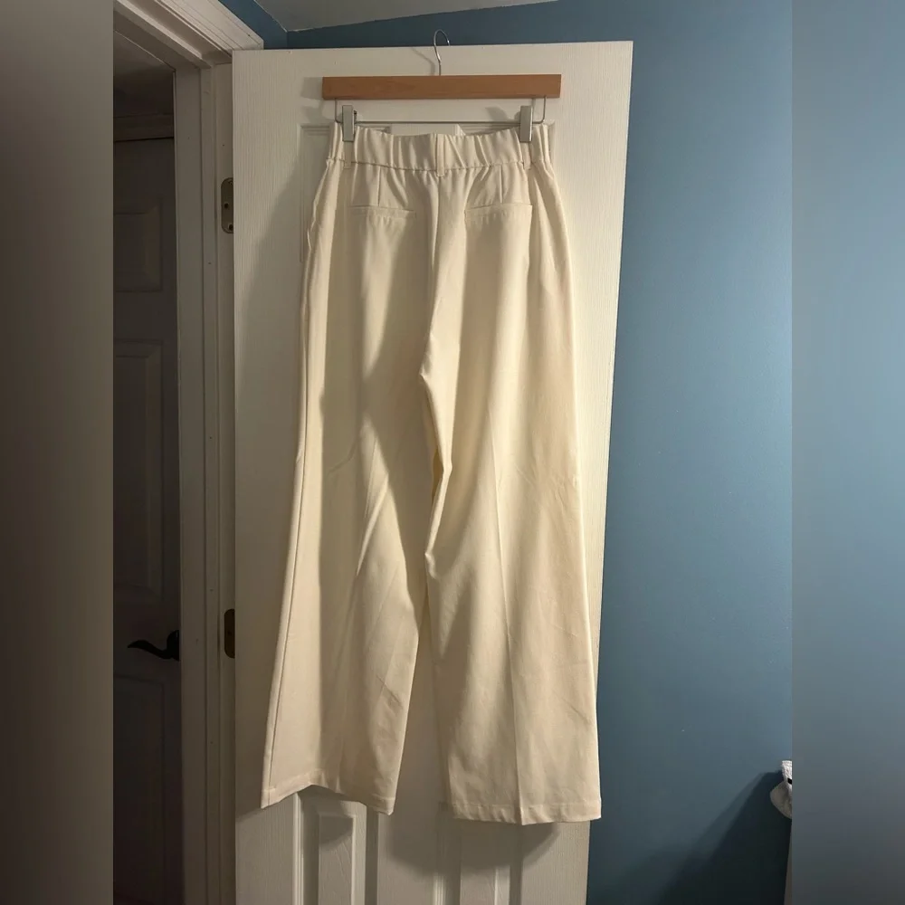The Workshop Republic Clothing Cream High-Rise Trousers - Picture 2 of 5